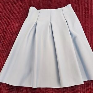 Elegant Light Blue Pleated Skirt, Pants, Jacket, Shirt